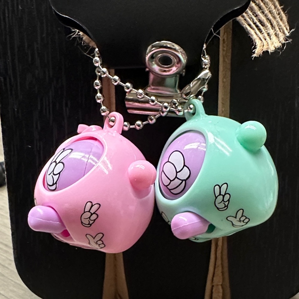 Cute Pink and Green fidget keychain- bag charm